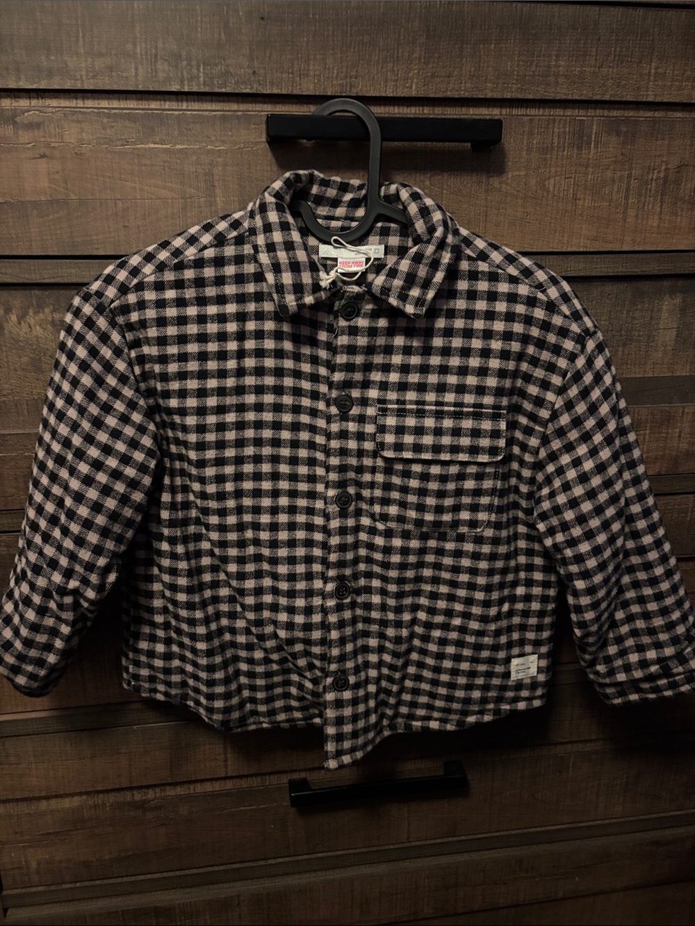 Zara Kids Plaid Button-Front Jacket - Black & Cream
